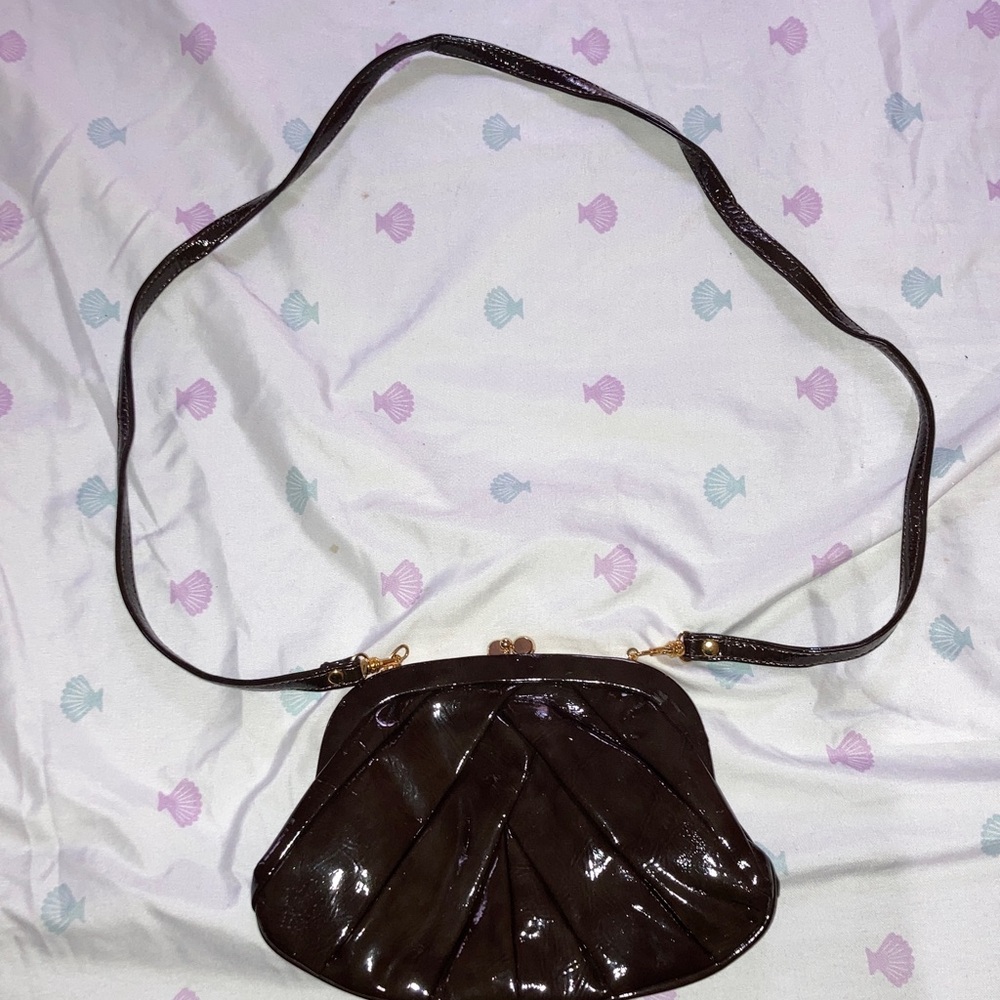 Pink stix Dark Brown (maybe Leather) Clutch purse